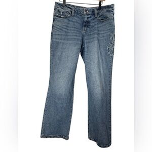 Lucky Brand Women's Easy Rider Boot Jeans with Peace Embroidery